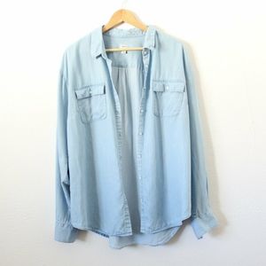 Chambray Denim Button Up Top
